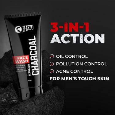 Beardo Charcoal Facewash, 50ml & Peel Off Mask, 50g| For Deep Pore Cleaning and Removes Dirt | Face Mask for Glowing Skin | Gift Hamper for Men | Valentines day gift for husband | Gift for boyfriend | Gift for Men
